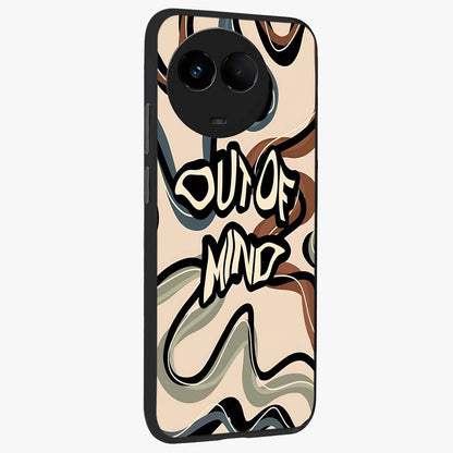 Out Of Mind Glass Case upright view showcasing striking typography artwork with edgy conceptual theme.