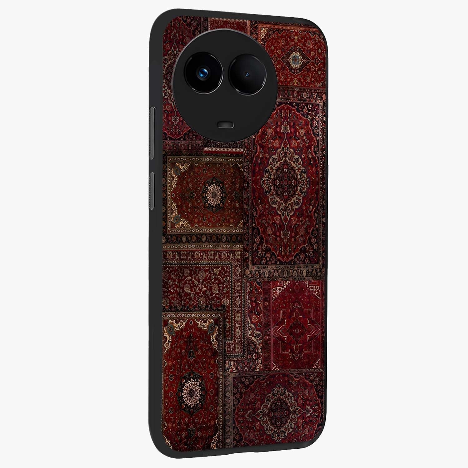 Persian Velvet Tale Glass Case upright view showcasing elegant Persian artwork with classic heritage theme.