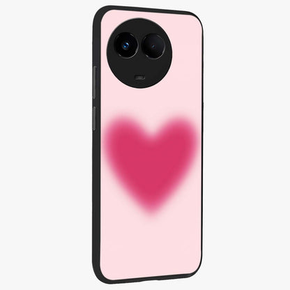 Pink Aura Heart Glass Case upright view showcasing romantic heart artwork with soft pastel theme.