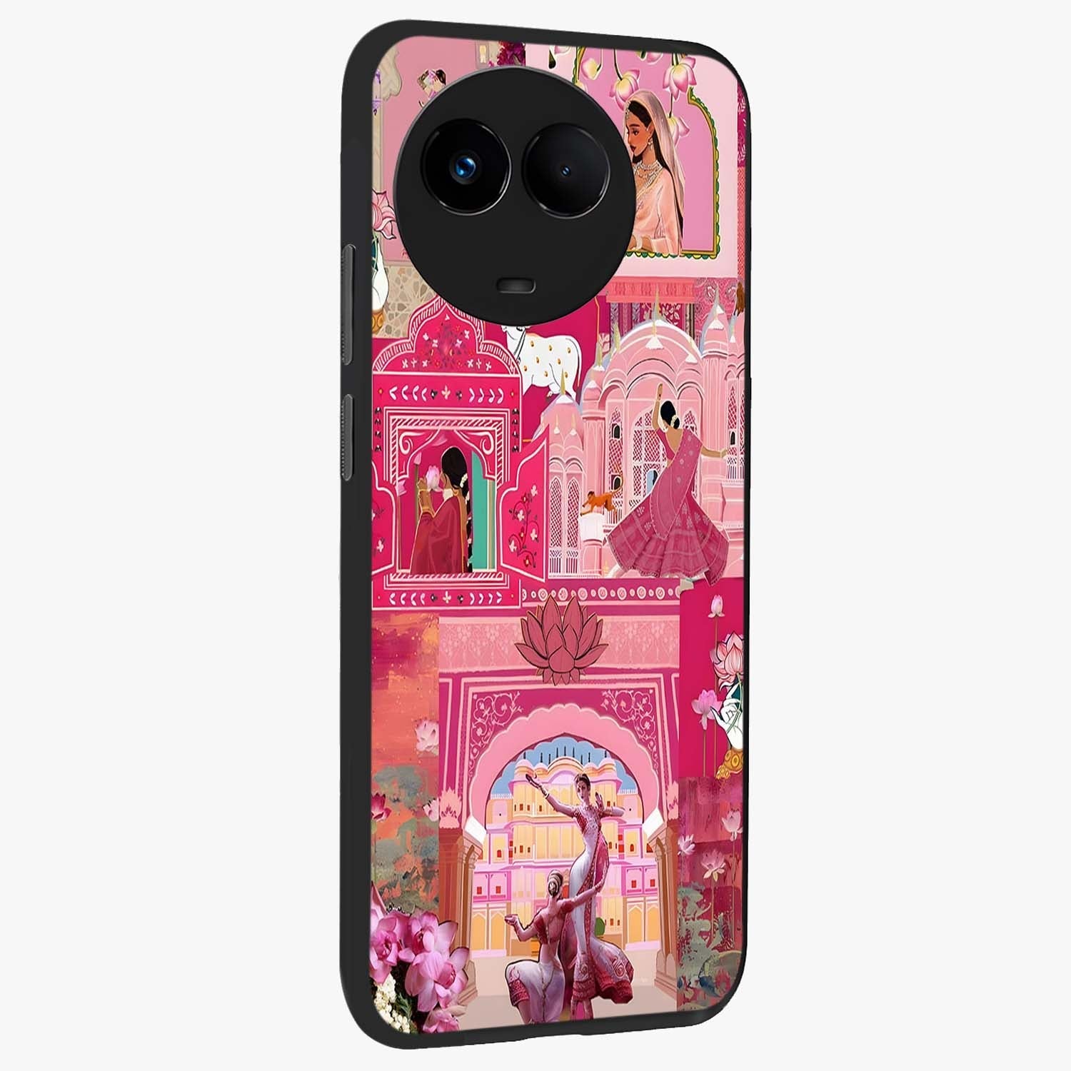 Pink Palace Muse Glass Case upright view showcasing artistic palace artwork with graceful royal theme.