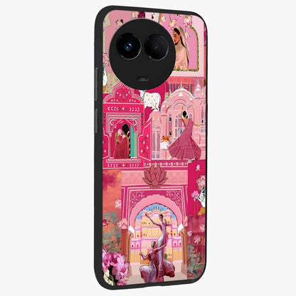 Pink Palace Muse Glass Case upright view showcasing artistic palace artwork with graceful royal theme.