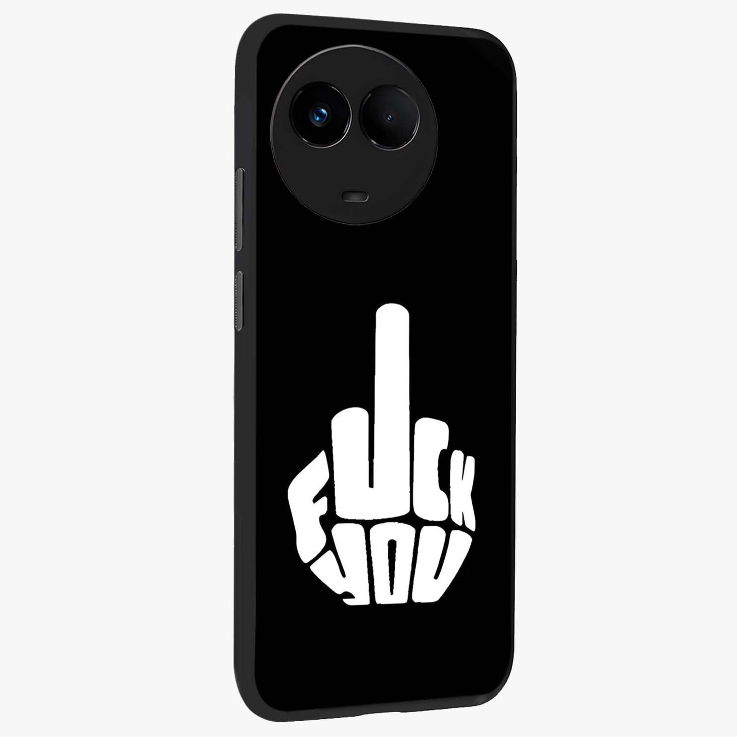 Rebel Mode On Glass Case upright view showcasing striking statement artwork with bold rebellious theme.