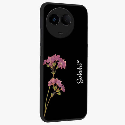 Riching Lavender Flower Custom Name Glass Case upright view showcasing elegant lavender floral artwork with personalized aesthetic.