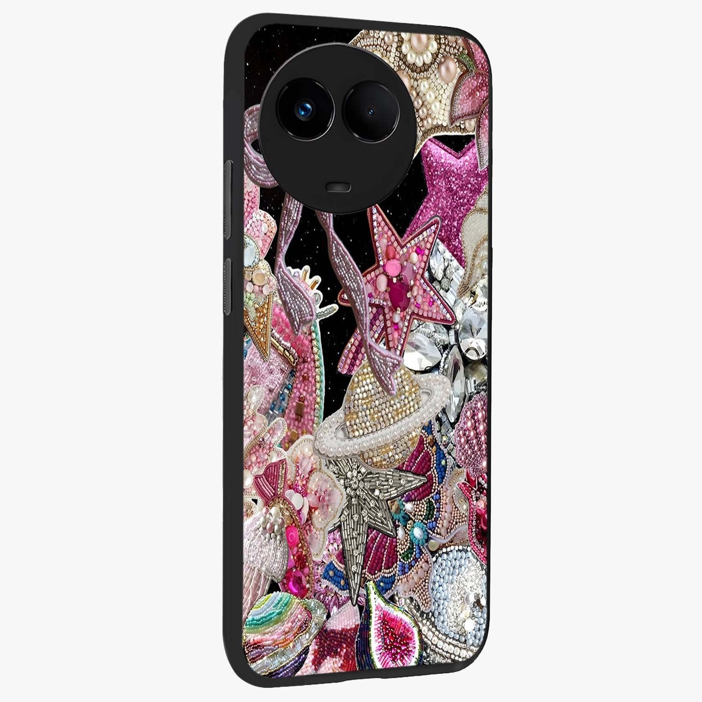 Starlit Jewel Dream Glass Case upright view showcasing radiant star inspired artwork with magical night theme.
