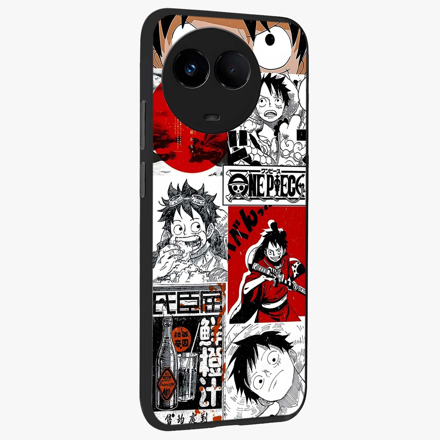 Strawhat Chaos Panels Glass Case upright view showcasing energetic anime artwork with bold adventure theme.