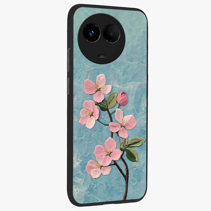 Threaded Blossom Breeze Glass Case upright view showcasing graceful flower artwork with calm botanical theme.