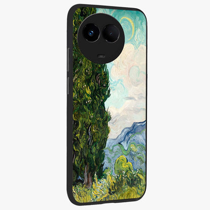 Van Gogh Vintage Art Glass Case upright view showcasing elegant vintage painting artwork with artistic heritage theme.