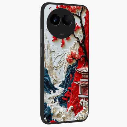 Whispers Of Sakura Waves Glass Case upright view showcasing delicate cherry blossom artwork with elegant nature theme.