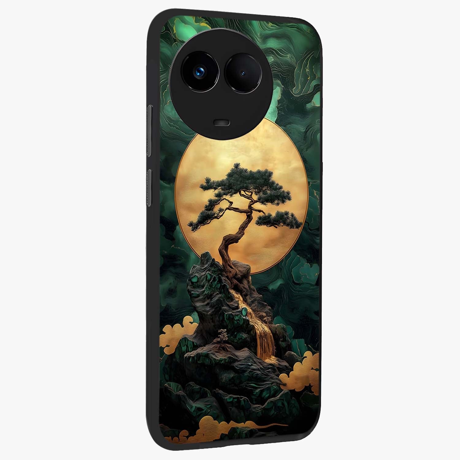 Zen Moon Rise Glass Case upright view showcasing serene moon artwork with tranquil night theme.