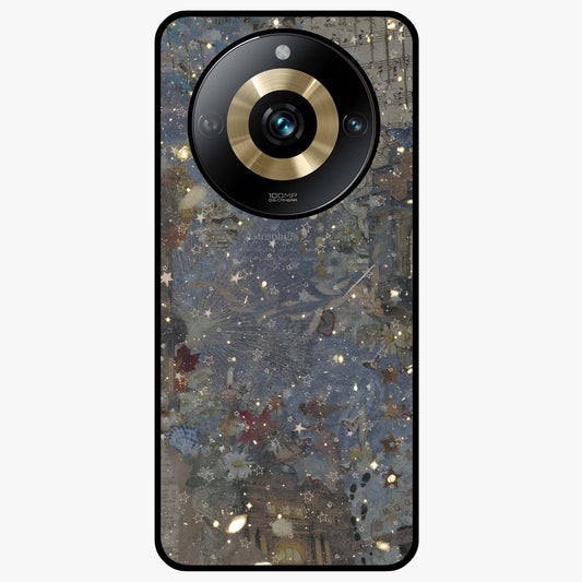 Aesthetic Astrolophia Glass Case showing flat back view with dreamy aesthetic design and glossy glass finish.