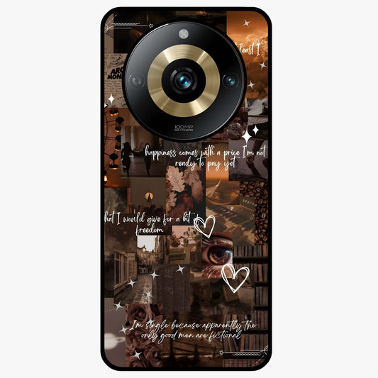 Bittersweet Aesthetic Chaos Glass Case showing flat back view with artistic chaotic aesthetic design and glossy glass finish.