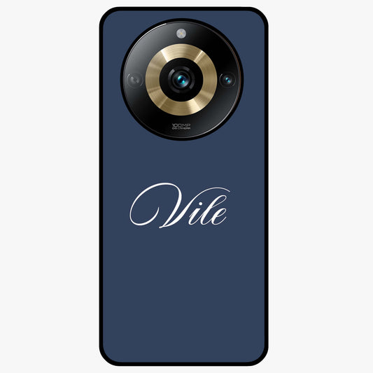 Blue Background Personalized Custom Name Glass Case showing flat back view with minimal blue background and custom name design.