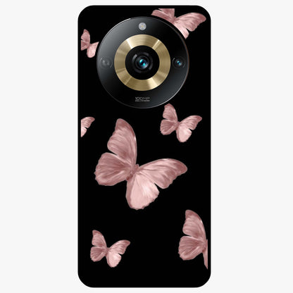 Butterfly Pattern Glass Case showing flat back view with elegant butterfly pattern artwork and glossy glass finish.