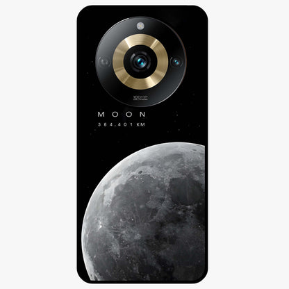 Cosmic Moon Glow Glass Case showing flat back view with glowing moon artwork and glossy glass finish.