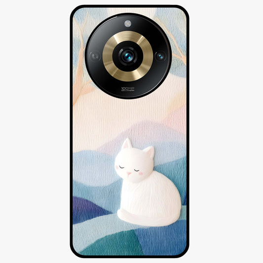 Cotton Dream Cat Glass Case showing flat back view with soft dreamy cat artwork and glossy glass finish.