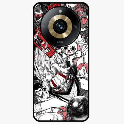 Crimson Chaos Panel Glass Case showing flat back view with bold crimson abstract artwork and glossy glass finish.