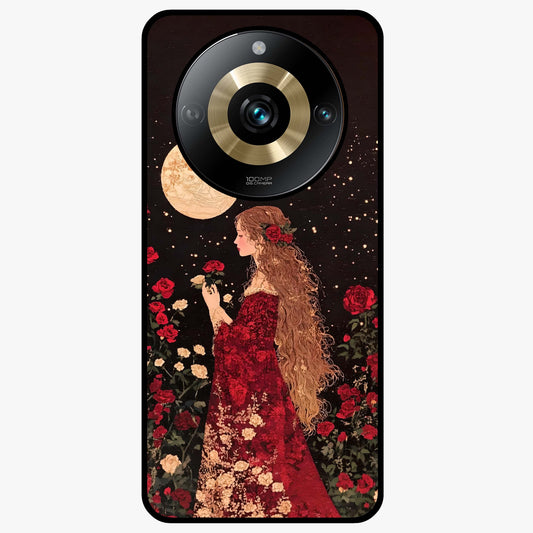 Crimson Dreams Glass Case showing flat back view with dreamy crimson artwork and glossy glass finish.