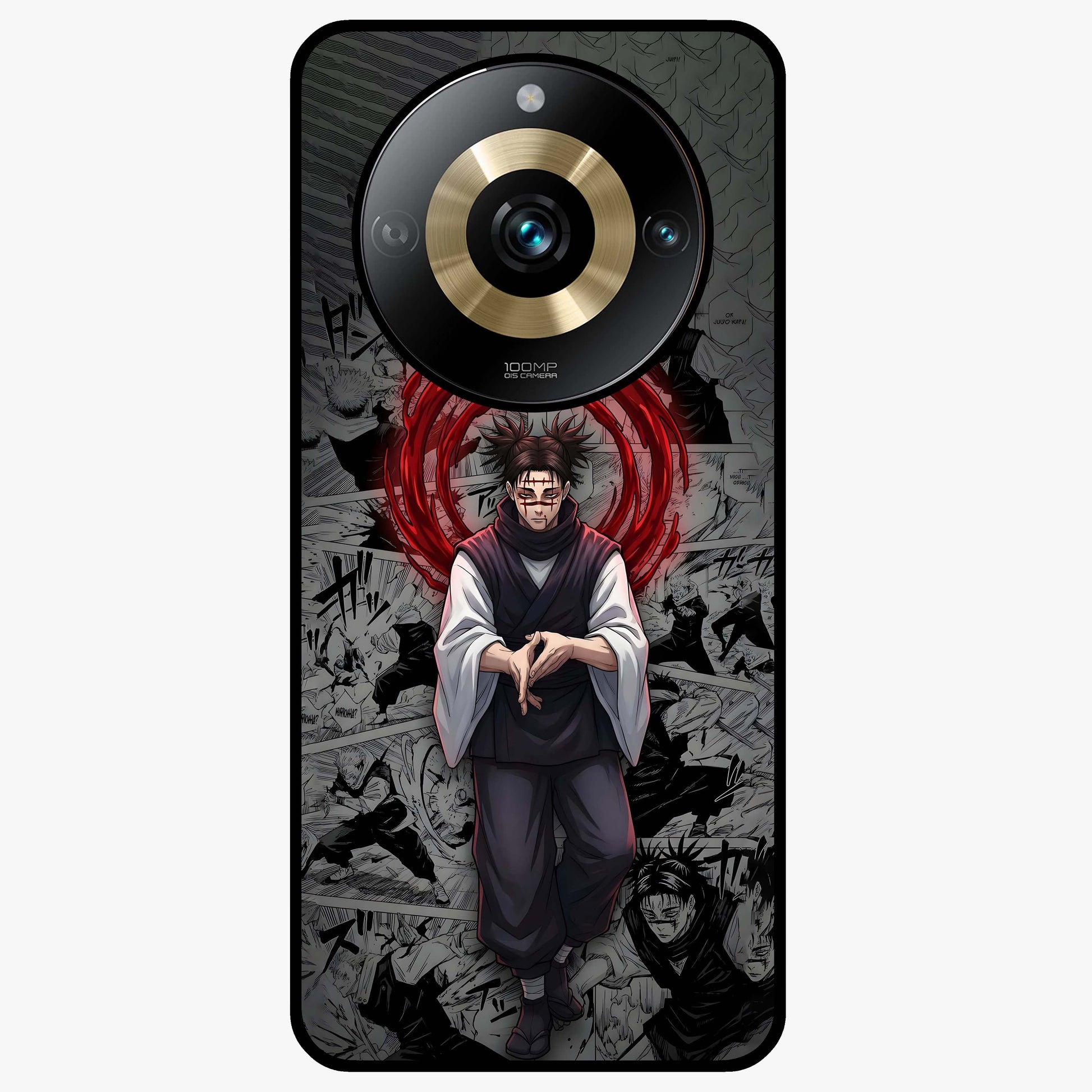 Cursed Ritual Ascension Glass Case showing flat back view with dark ritual themed artwork and glossy glass finish.