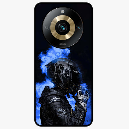 Cyber Sentinel Protocol Glass Case showing flat back view with futuristic cyber themed artwork and glossy glass finish.