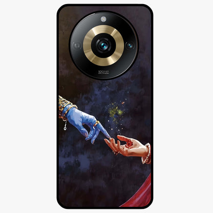 Divine Touch Eternal Glass Case showing flat back view with spiritual themed artwork and glossy glass finish.