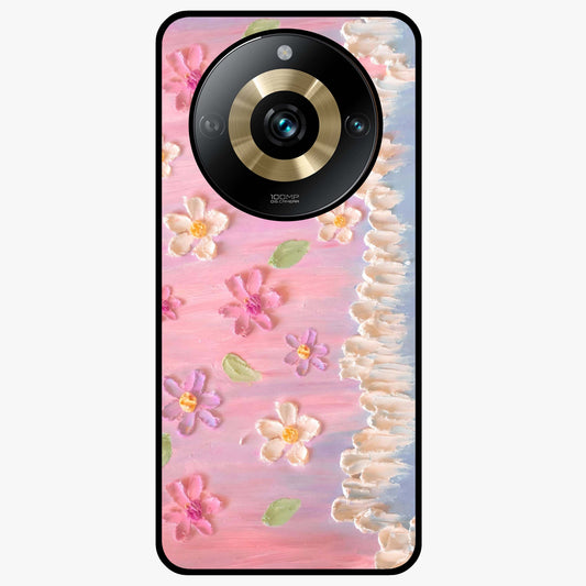 Dreamy Painted Garden Glass Case showing flat back view with artistic painted floral garden artwork and glossy glass finish.