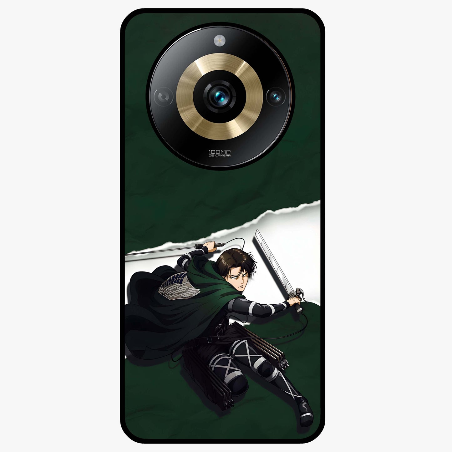 Emerald War Vanguard Glass Case showing flat back view with powerful warrior themed artwork and glossy glass finish.