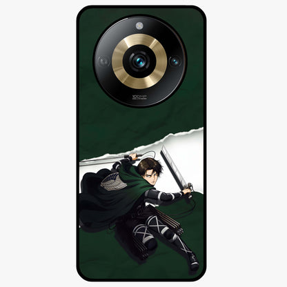 Emerald War Vanguard Glass Case showing flat back view with powerful warrior themed artwork and glossy glass finish.