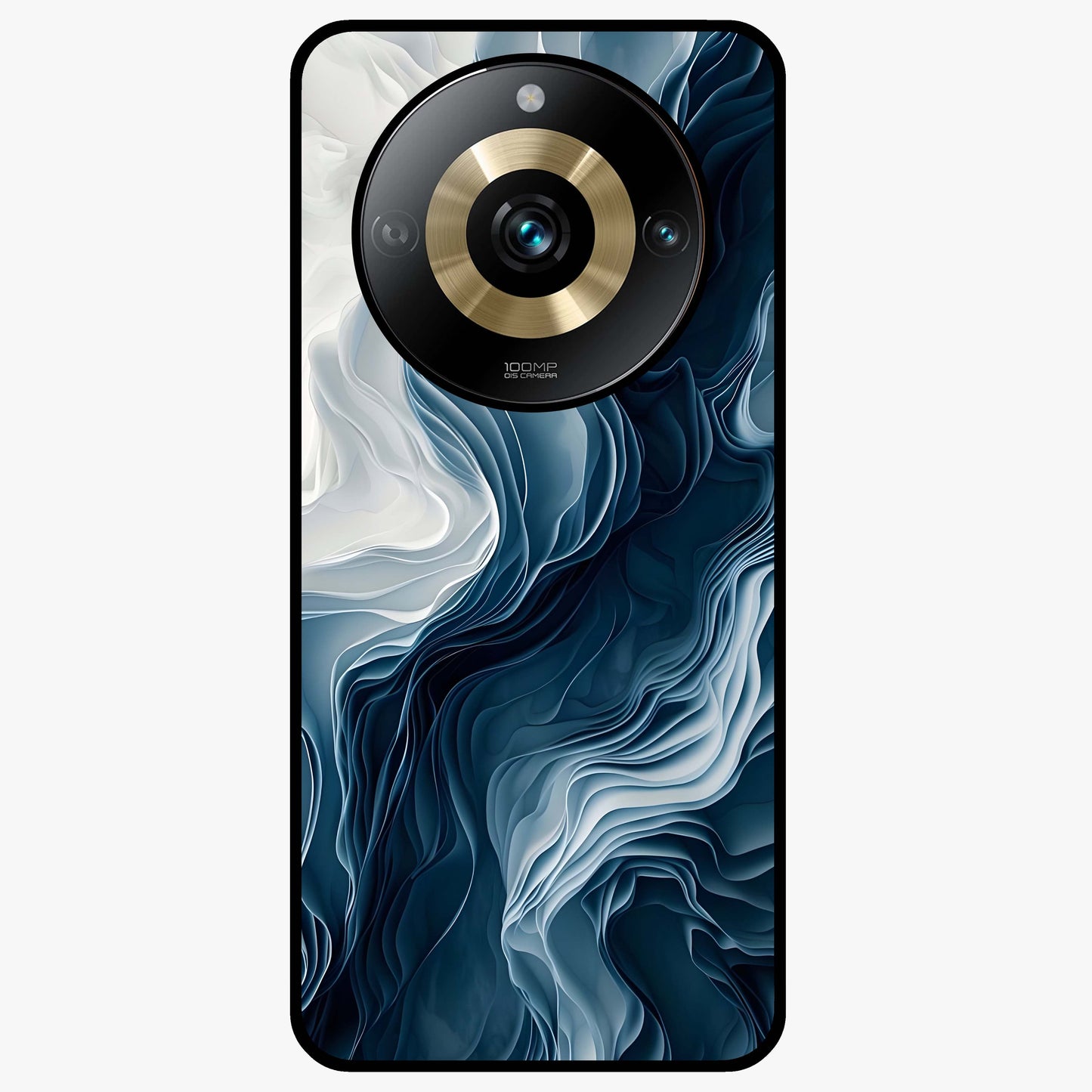 Ethereal Paper Marble Glass Case showing flat back view with soft marble paper texture artwork and glossy glass finish.