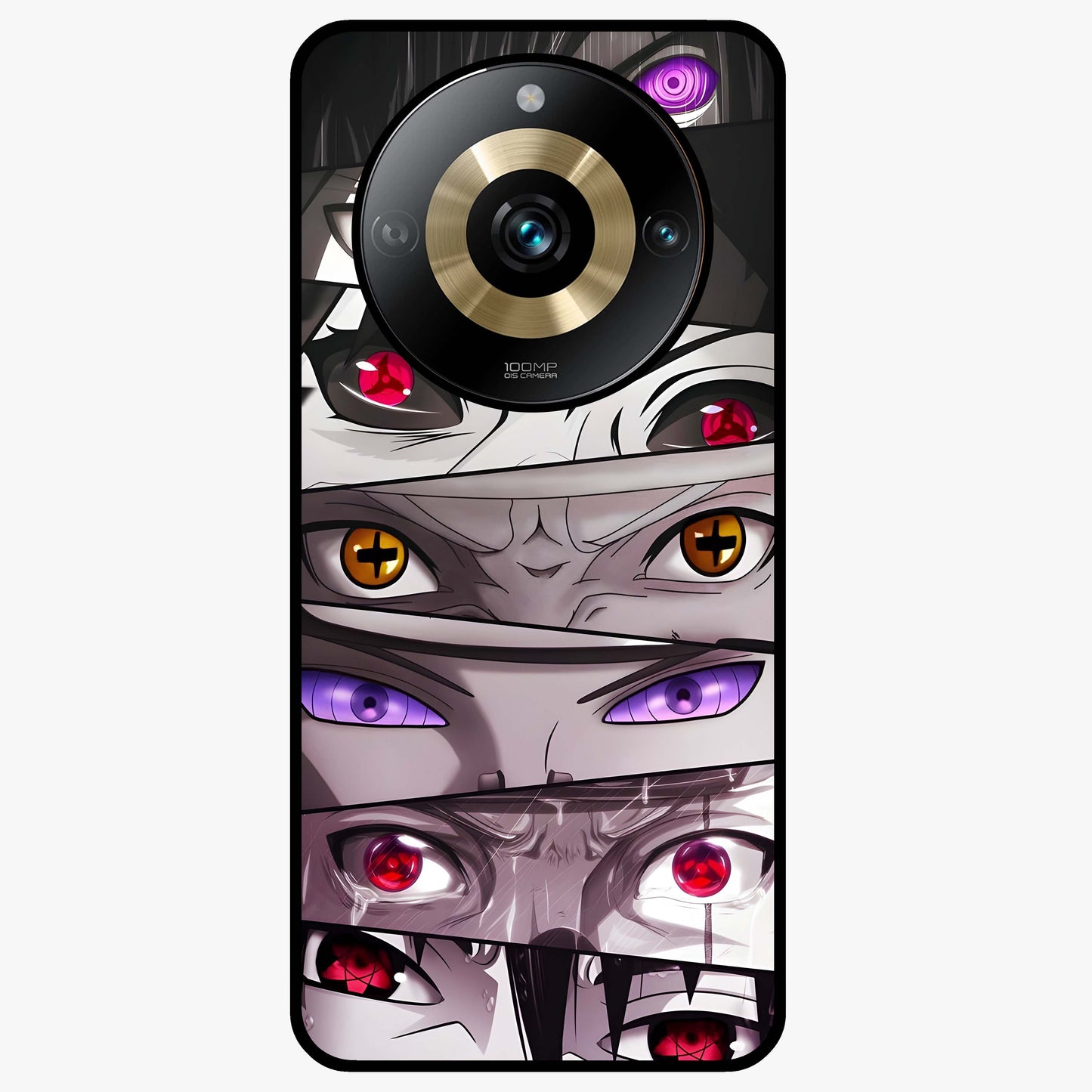 Eyes of Destiny Glass Case showing flat back view with striking eye themed artwork and glossy glass finish.