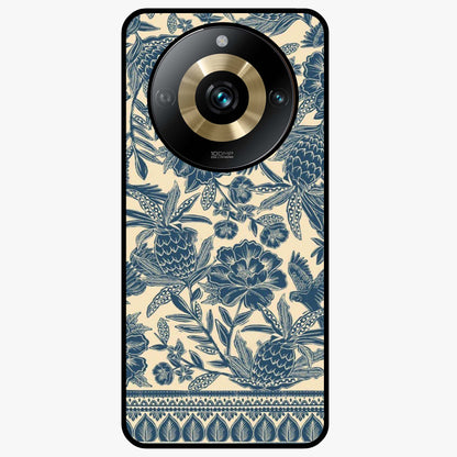 Heirloom Wild Bloom Glass Case showing flat back view with vintage inspired wild flower artwork and glossy glass finish.
