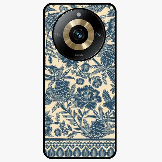 Heirloom Wild Bloom Glass Case showing flat back view with vintage inspired wild flower artwork and glossy glass finish.