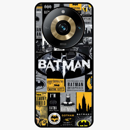 Knight Gotham Rise Glass Case showing flat back view with dark hero inspired artwork and glossy glass finish.