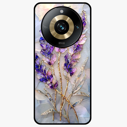 Lavender Dream Glow Glass Case showing flat back view with glowing lavender aesthetic artwork and glossy glass finish.