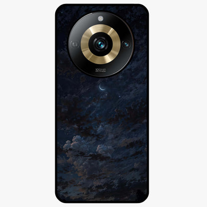 Lunar Veil Silence Glass Case showing flat back view with mystical moon veil artwork and glossy glass finish.