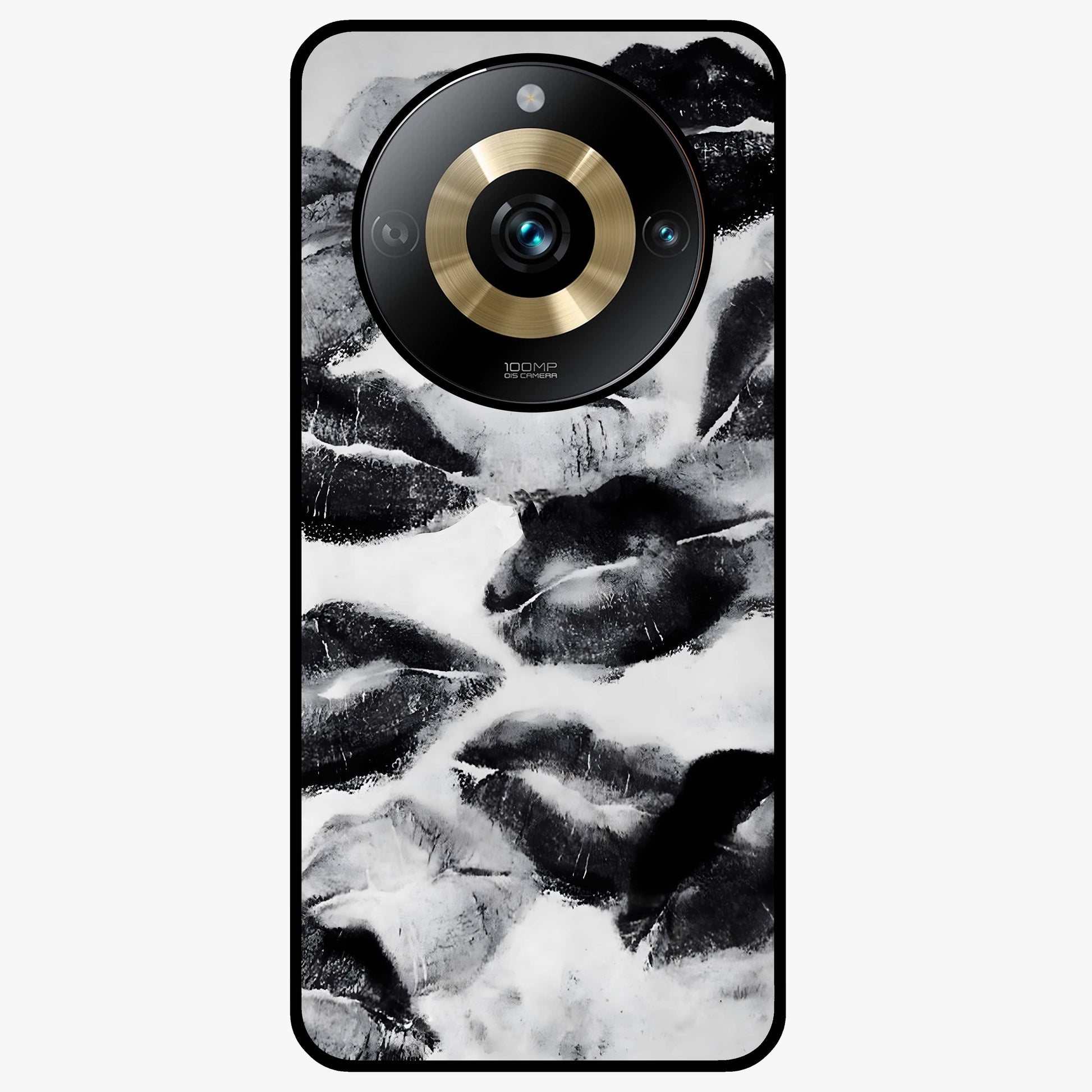 Midnight Kiss Marks Glass Case showing flat back view with lipstick kiss mark artwork and glossy glass finish.