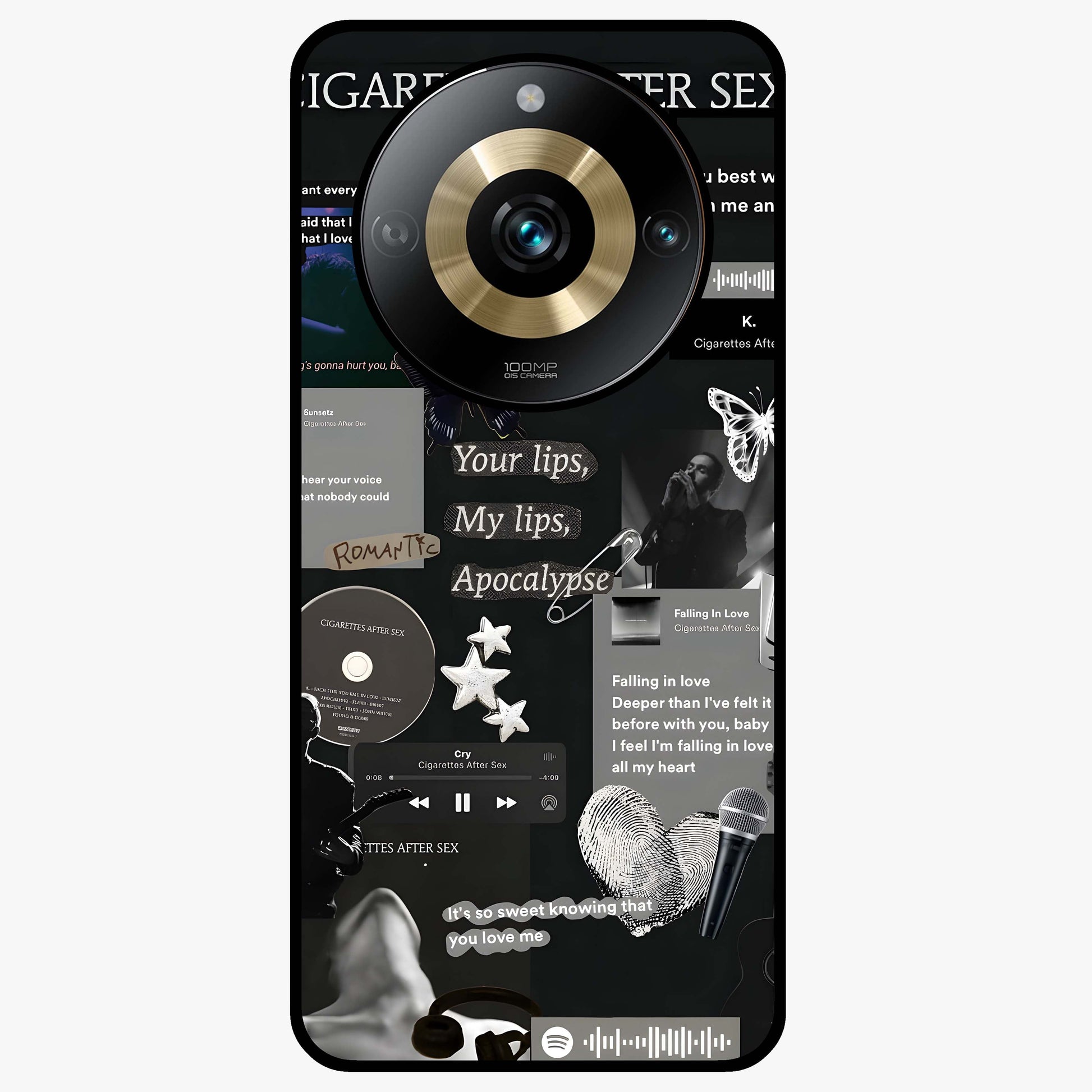 Midnight Love Echo Glass Case showing flat back view with romantic midnight themed artwork and glossy glass finish.