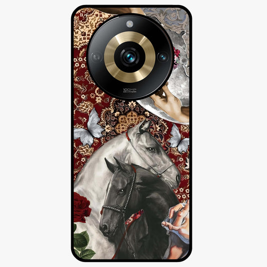 Moonlit Royal Stallion Glass Case showing flat back view with majestic horse under moonlight artwork and glossy glass finish.
