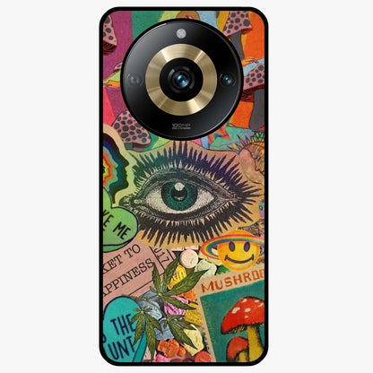 Mystic Eye Wonderland Glass Case showing flat back view with mystical eye themed artwork and glossy glass finish.