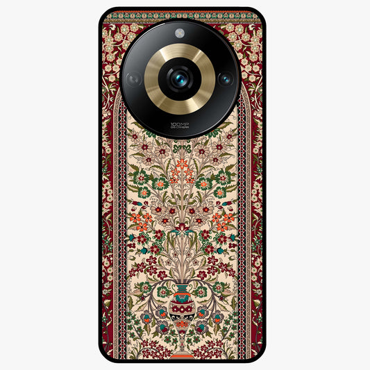 Persian Inspired Glass Case showing flat back view with ornate Persian style pattern artwork and glossy glass finish.