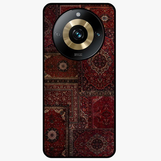 Persian Velvet Tale Glass Case showing flat back view with luxurious Persian velvet pattern artwork and glossy glass finish.