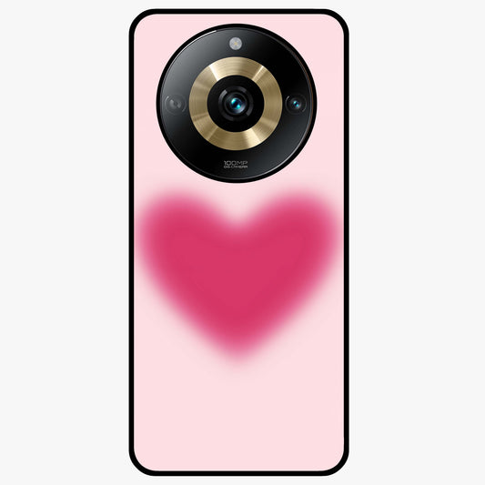 Pink Aura Heart Glass Case showing flat back view with glowing heart artwork and glossy glass finish.