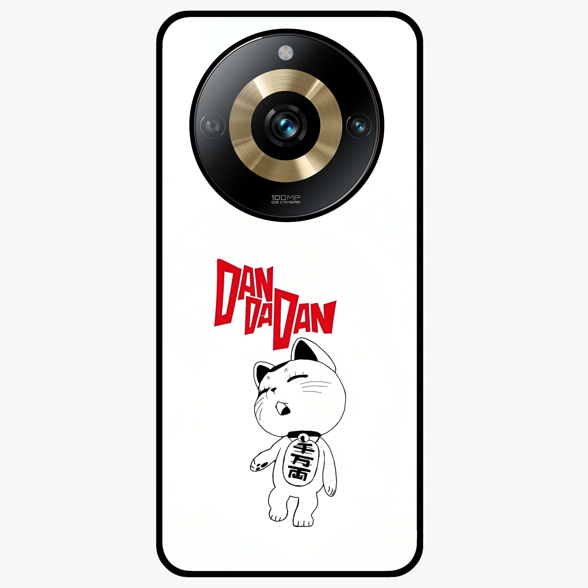 Playful Spirit Charm Glass Case showing flat back view with cheerful charm themed artwork and glossy glass finish.