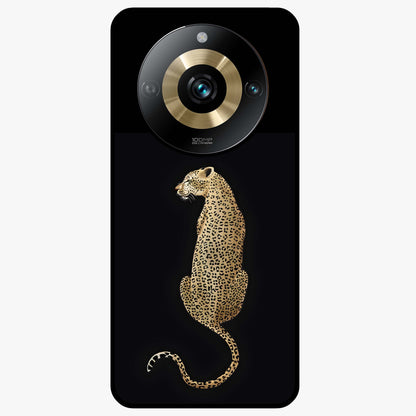 Regal Leopard Glass Case showing flat back view with bold leopard artwork and glossy glass finish.