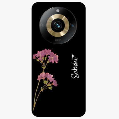 Riching Lavender Flower Custom Name Glass Case showing flat back view with lavender floral artwork and personalized name design.