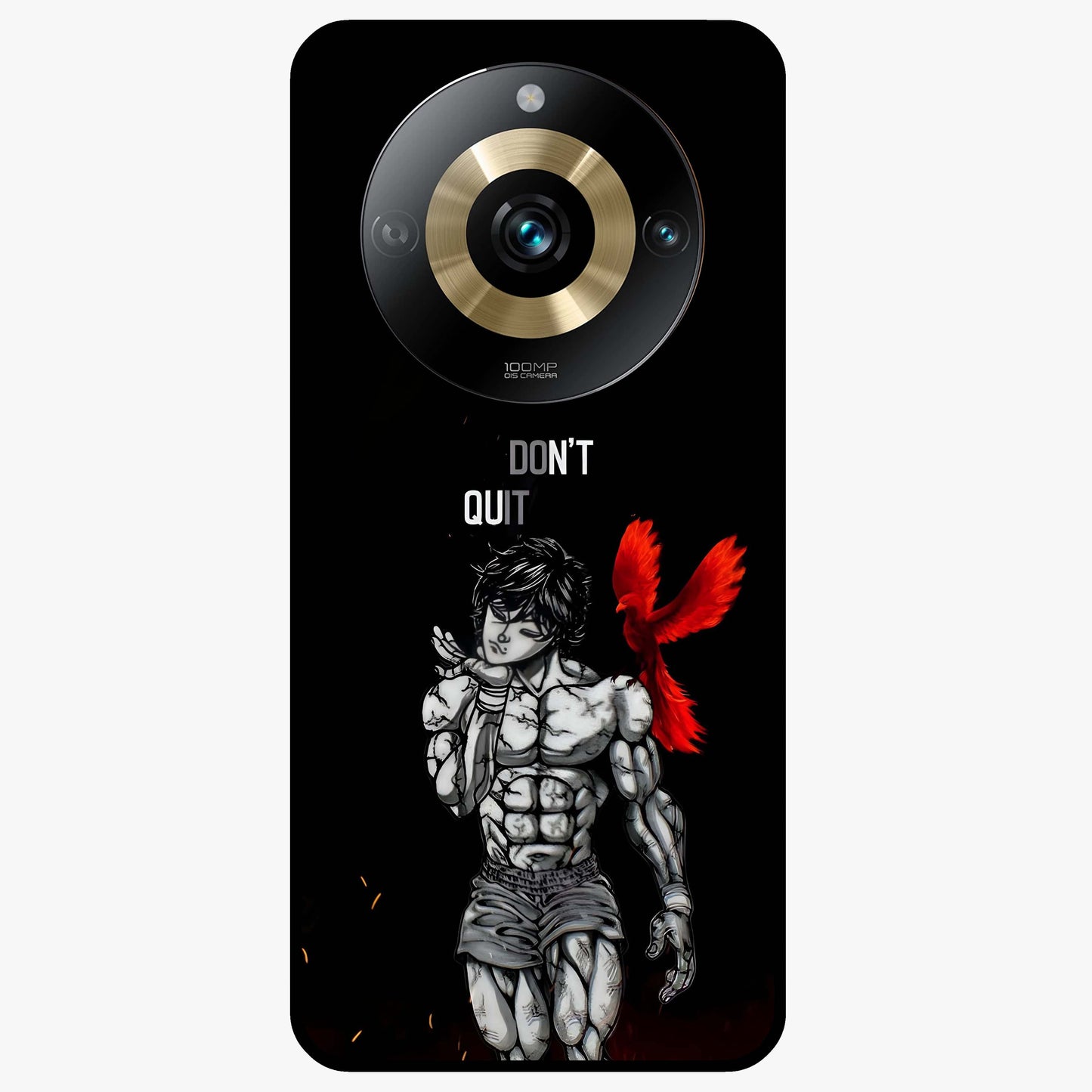 Rise Beyond Limits Glass Case showing flat back view with motivational typography artwork and glossy glass finish.