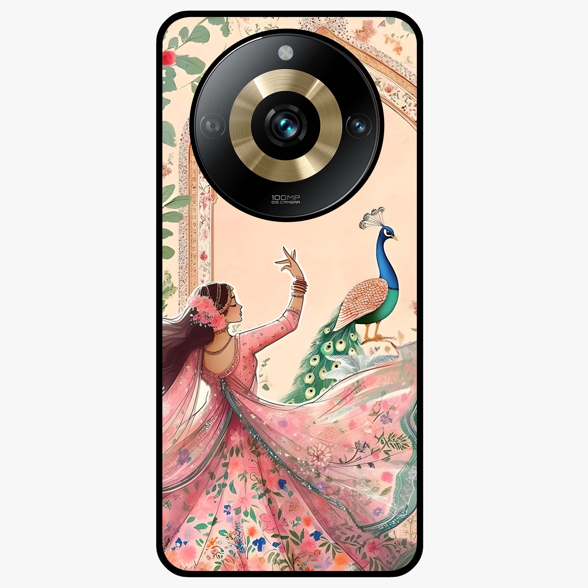 Royal Grace Muse Glass Case showing flat back view with elegant artistic artwork and glossy glass finish.