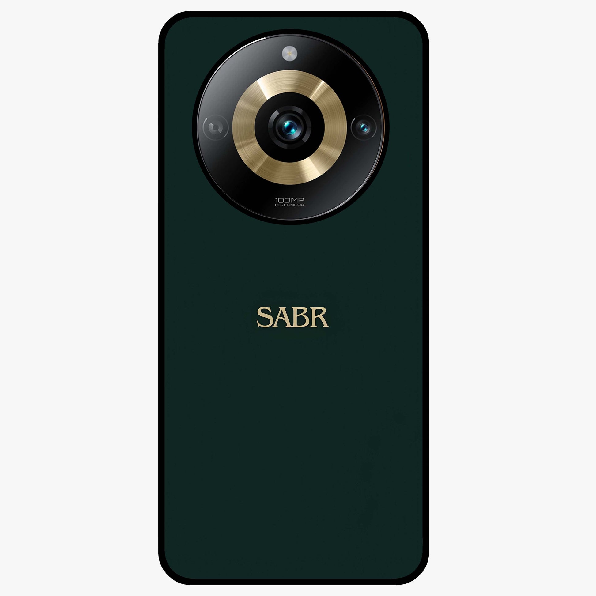 Sabr Minimal Patience Glass Case showing flat back view with minimalist typography artwork and glossy glass finish.
