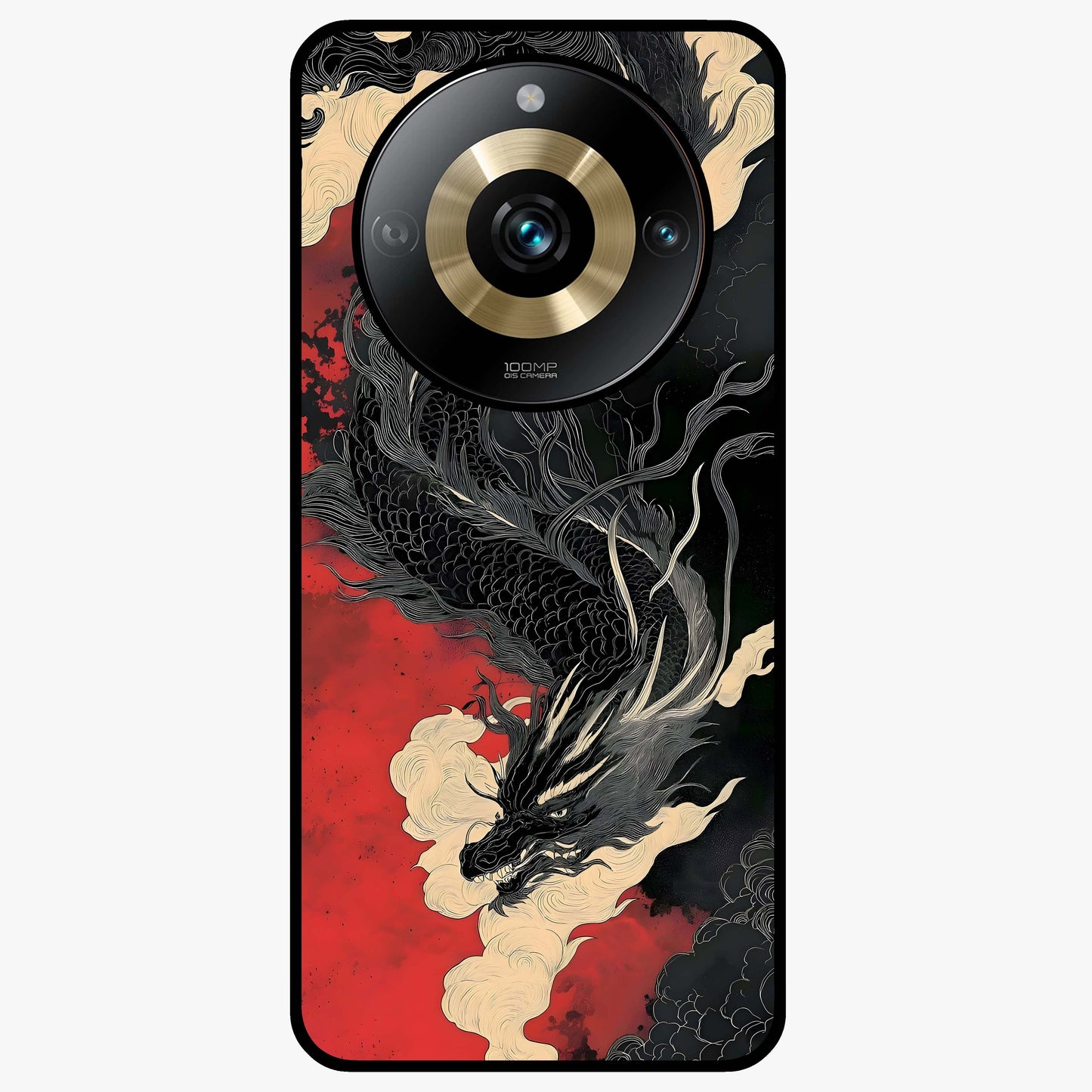 Shadow Dragon Fury Glass Case showing flat back view with fierce dragon artwork and glossy glass finish.