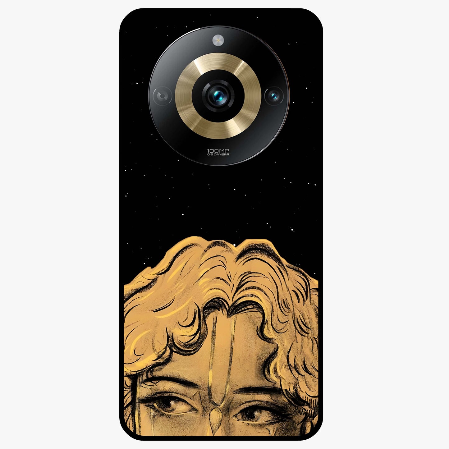 Shri Krishna Art Glass Case showing flat back view with devotional Krishna artwork and glossy glass finish.