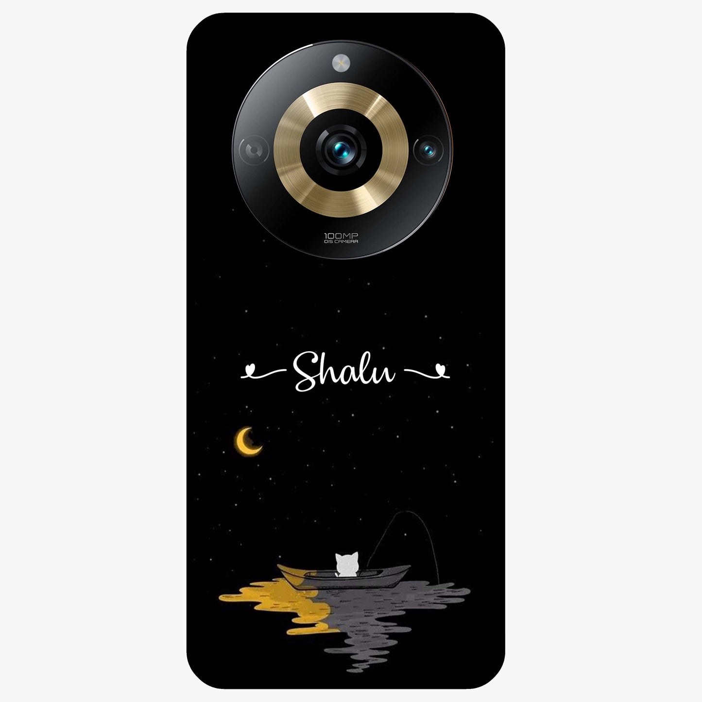 Silent Night Row Glass Case showing flat back view with calm night themed artwork and glossy glass finish.
